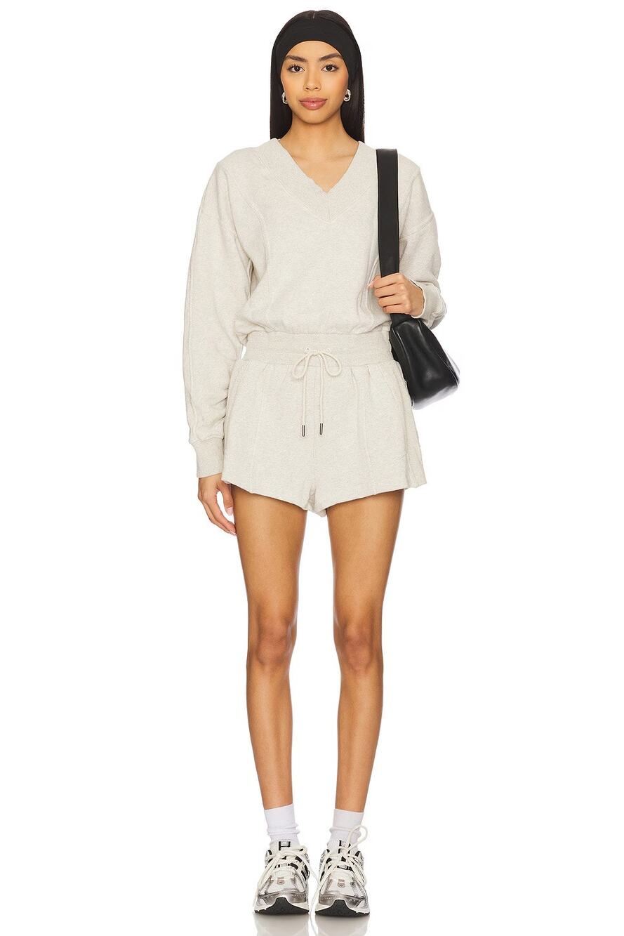 Free People Movement Intercept Shorts Romper Heather Gray